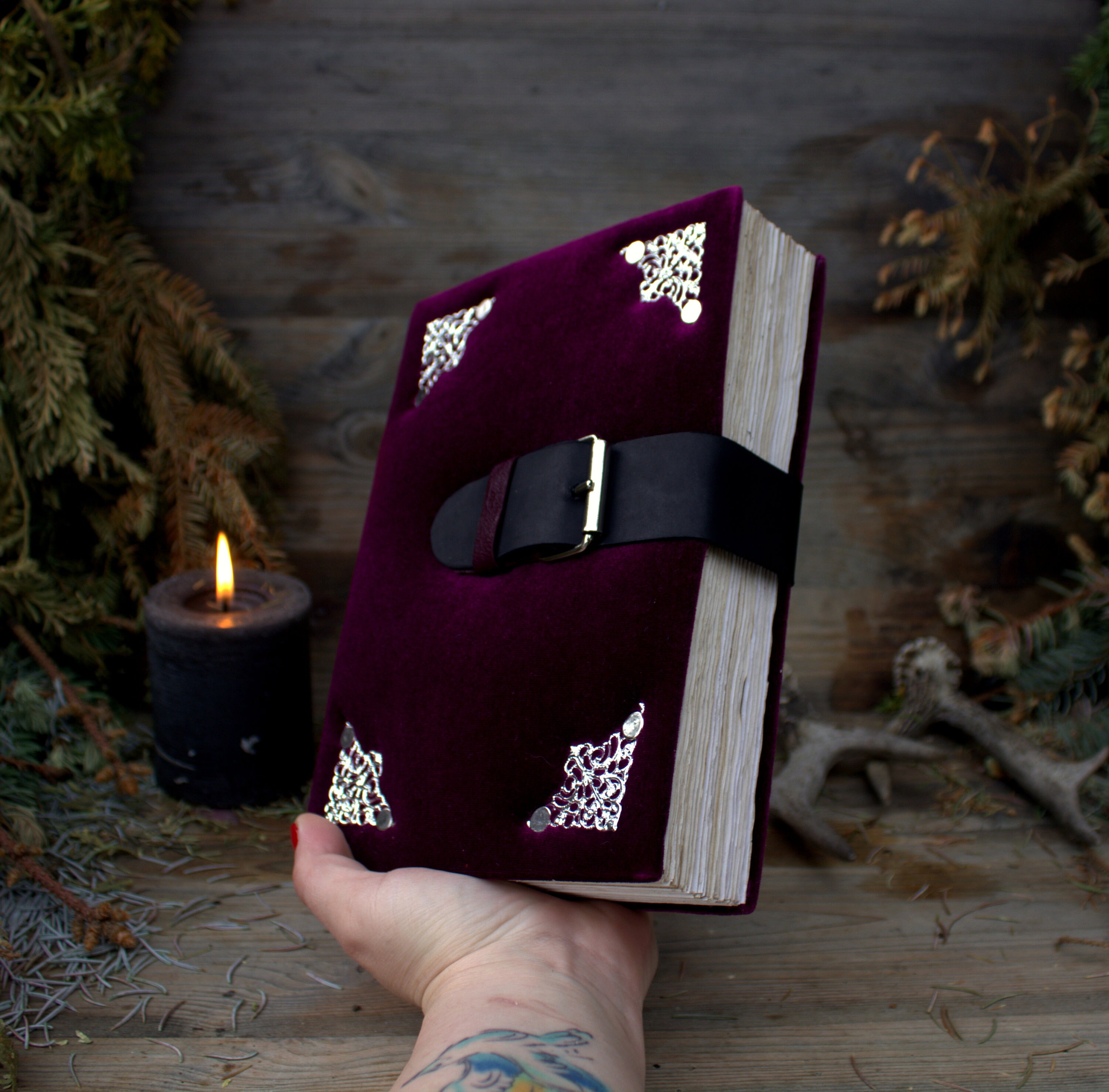 handmade-book-of-shadows-journal-handmade-journal-velvet-grimoire