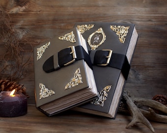 Handgefertigtes Grimoire Lederbuch, Antikes Zauberbuch, Hexentagebuch
