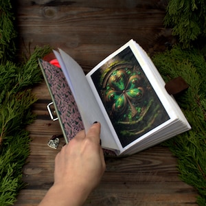 Dickes grünes Grimoire,Buch der Schatten handgefertigt,Schließtagebuch 400 Seite,grünes Grimoireschloss,Spellbook Journal Vintage handgefertigt