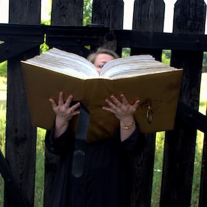 Large Handmade Leather Book of Shadows, Vintage Grimoire, A3 Journal