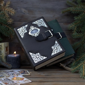 Handwritten Leather Grimoire, Witchcraft Journal, Book of Shadows