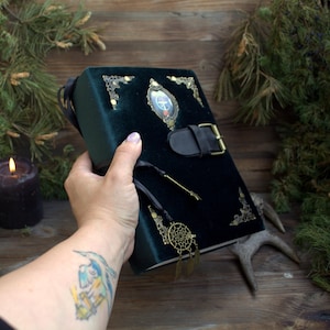 Handmade book of shadows journal, handmade journal velvet, grimoire journal, antique journal book, victorian grimoire,velvet diary handmade