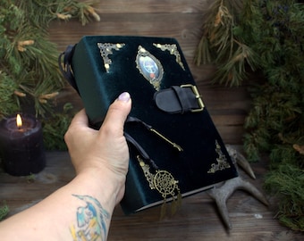 Handmade book of shadows journal, handmade journal velvet, grimoire journal, antique journal book, victorian grimoire,velvet diary handmade
