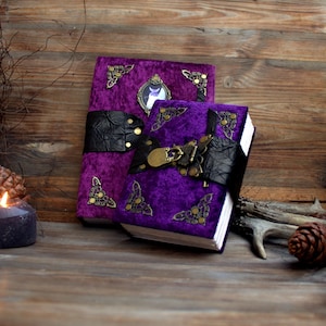 Handmade Velvet Grimoire, Aged Paper, Witch Diary