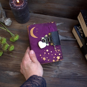 Różowy fioletowy Gotycki notatnik, gotyckie straszne pamiętniki czarownic, Vintage Gothic Journal Dark Romantic Notebook do pisania i szkicowania, zablokowany notatnik
