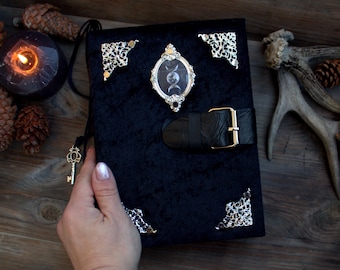 Black Velvet Grimoire: Gothic Book of Shadows with Leather Strap