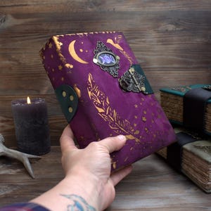 Fairy ephemera journal, leather journal medival witchcraft style, pagan grimoire, kitchen witch blank book,reader gift vintage style