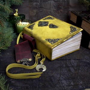 Kitchen Witch Grimoire with Lock, Handmade Leather Herbal Recipe Book, Vintage Book of Shadows, Gift for Kitchen Witch, Spell Journal