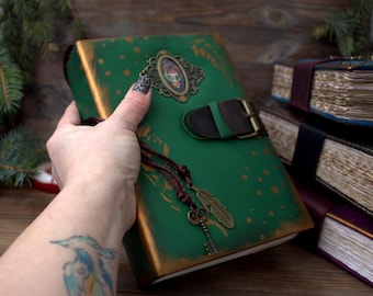 Antique Leather Grimoire, Witchcraft Spell Book, Book of Shadows