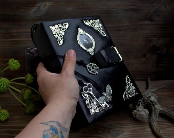Handwritten grimoire, witches journal , old style grimoire, gothic witchcraft diary,vintage magic book journal handmade,Practical magic book