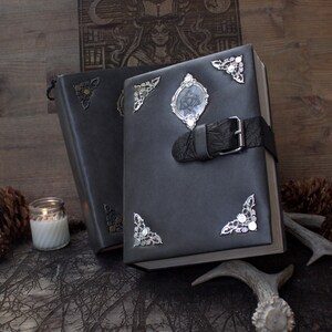 Leather Grimoire with blank pages, Handmade Book of Shadows, Witch Journal, A5 spell book