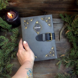 Handmade Leather Grimoire Journal, Large Locked Diary, 500 Aged Pages