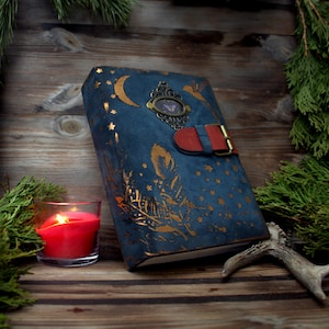 Leather Grimoire Journal, Vintage Style Paper, Handmade Book of Shadows
