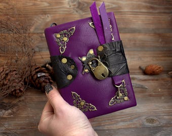 Handmade Leather Grimoire: leather Book of Shadows - Coffee Lavender Scented