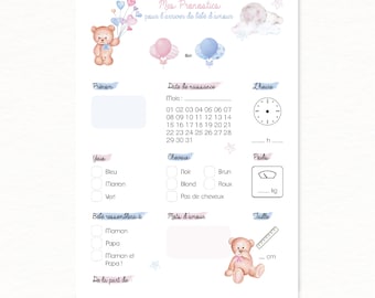 Prediction cards for the birth of a baby - Baby shower - Gender reveal