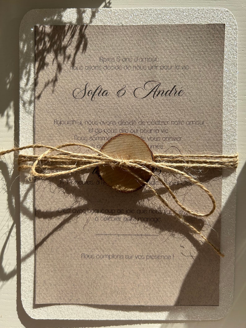 Country wedding invitation with rope image 3