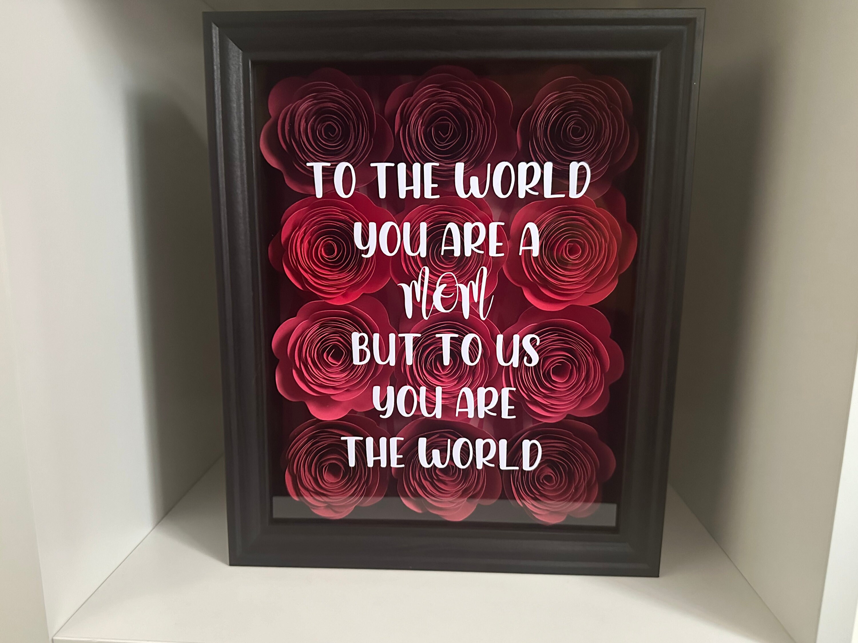 Handmade Paper Rose Shadow Box - Customizable Text - Red Shades ...