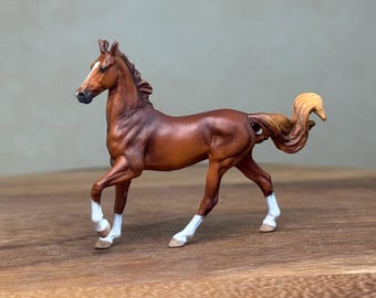 Micro-mini &quot;Touch of Spice&quot; Saddlebred pewter model horse, custom painted