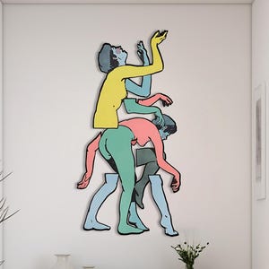 Abstract Bodies Metal Wall Art: Colorful Boho Decor