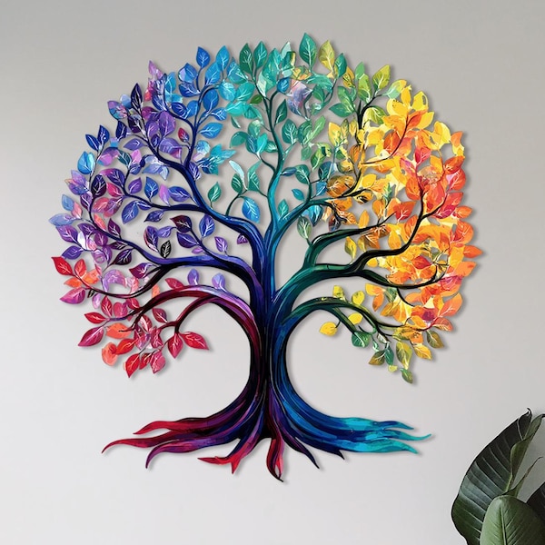 Celtic Tree of Life Metal Wall Art: Colorful Home & Outdoor Decor