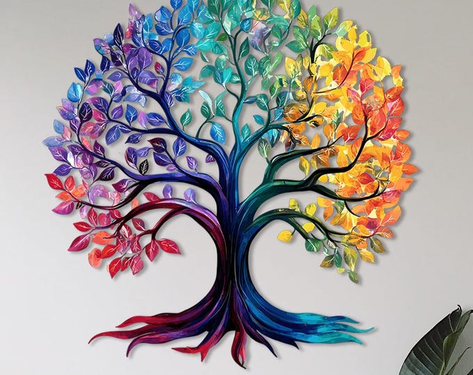 Celtic Tree of Life Metal Wall Art: Colorful Home & Outdoor Decor