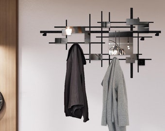 Modern Metal Coat Rack: Geometric Wall Art Entryway Organizer