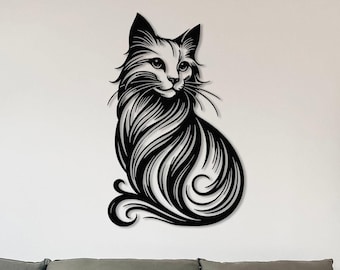 Metal Cat Wall Art: Modern Pet Silhouette Decor
