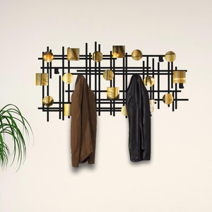 Porte-manteau Mural Art Déco Avec Miroir – Métal Argenté, 3 Crochets Fer à Cheval