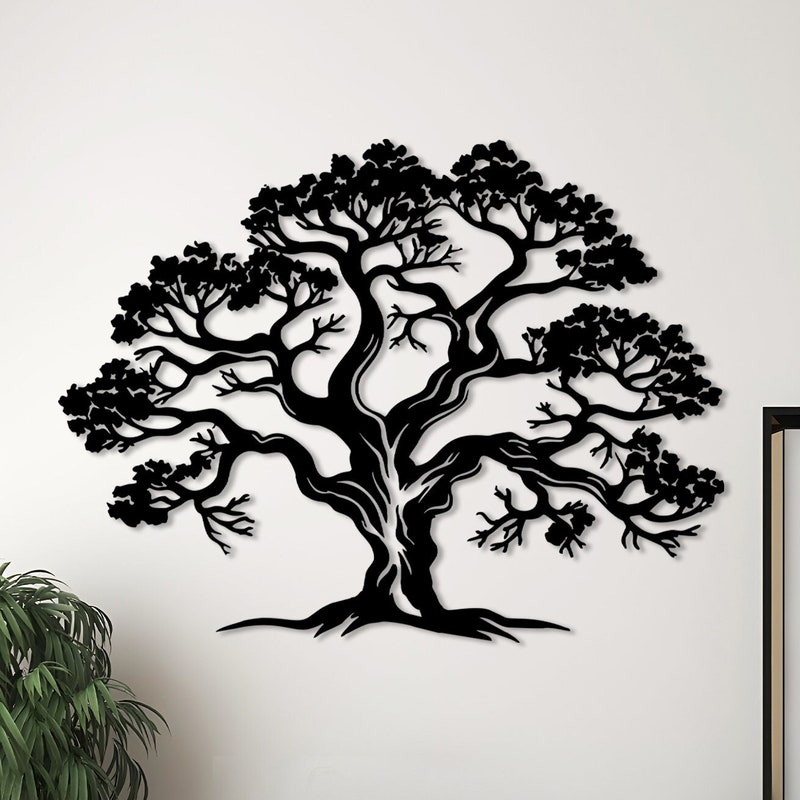 Navy Tree Metal Wall Art Etsy