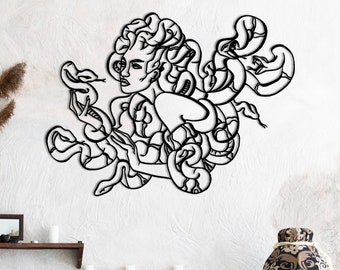 Medusa Metal Wall Art: Minimalist Mythology Decor