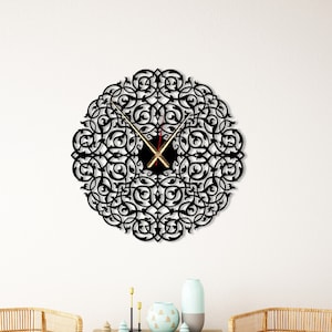 Oversized Mandala Metal Wall Clock, Decorative Wall Clock, Modern Large Wall Clock, Unique Wall Art, Silent Wall Clock, Minimalist Clock