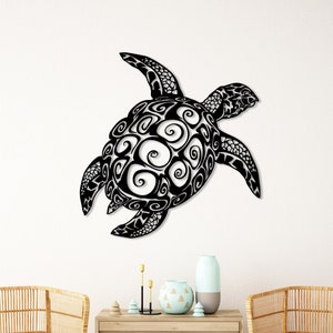 Sea Turtle Metal Wall Art: Coastal Beach House Decor