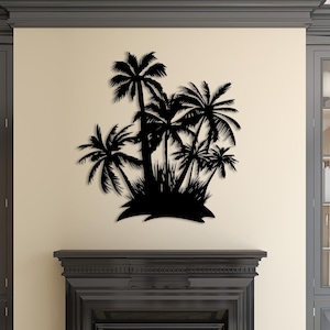 Palm Tree Cove Metal Wall Art: Coastal Tropical Decor