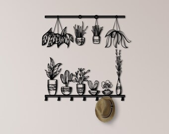 Floral Metal Coat Rack: Art Deco Garden Wall Hooks