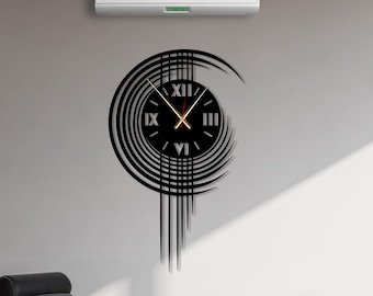 Oversized Metal Wall Clock: Modern Geometric Art, Silent Clock
