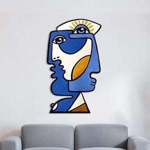 Abstract Face Metal Wall Art, Picasso Wall Art, Unique Design, Surrealist Decor, Colorful Wall Decor, Boho Wall Art, Minimalist Wall Hanging