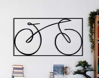 Bicycle Metal Wall Art, Metal Wall Home Decor, Cycling Gifts,, Single Line Art, Trendy Wall Art, Bike Home Decor,, Housewarming Gift