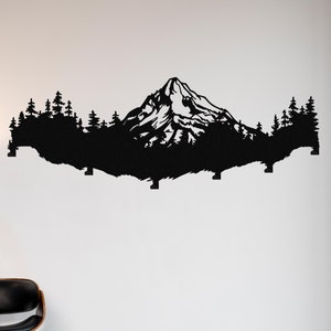 Mountain and Forest Coat Rack, Metal Hook Rack, Porch Organizer, Decorative Coat Hanger, Clothes Rack, Entryway Coat Rack, Modern Coat Rack