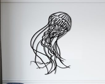 Jellyfish Metal Wall Art: Coastal Nautical Decor