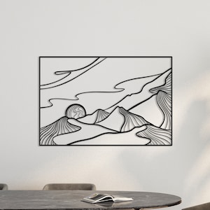 Decorazione da parete con montagna, arte a linea singola, arte da parete moderna, catena montuosa, decorazione per soggiorno, regalo di inaugurazione della casa, paesaggio naturale, foresta e montagna