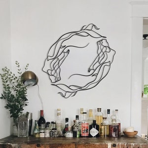Mermaids Metal Wall Decor, Single Line Wall Art, Fantasy Wall Decor, Bathroom Wall Art, Livingroom Decor, Ocean Wall Art, Gift For Home