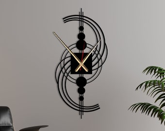 Geometric Metal Wall Clock: Modern Art Decor, Silent Clock