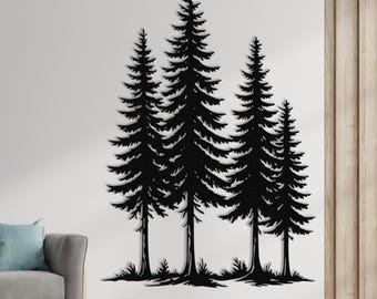 Pine Trees Metal Wall Art: Forest Theme Wall Decor