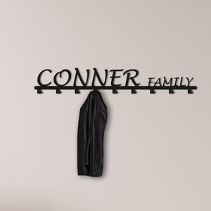 Personalized Custom Metal Coat Rack, Family Themed Wall Rack, Wall Hooks, Clothes Rack, Entryway Organizer, Family Gifts, Housewarming Gift