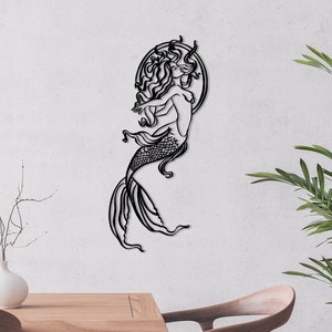 Mermaid Metal Wall Decor, Abstract Wall Art, Fantasy Wall Decor, Bathroom Wall Art, Livingroom Decor, Ocean Wall Decor, Gift For Girlfriend
