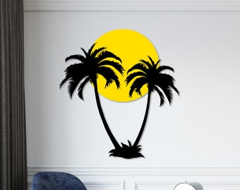 Tropical Palm Tree Metal Wall Art: Coastal Home Decor