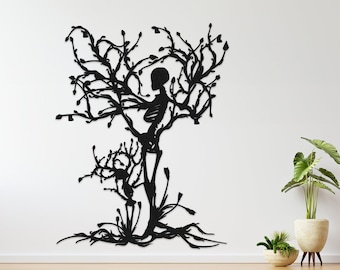 Metal Tree Coat Rack: Wall Mount Entryway Organizer with Bird Decor
