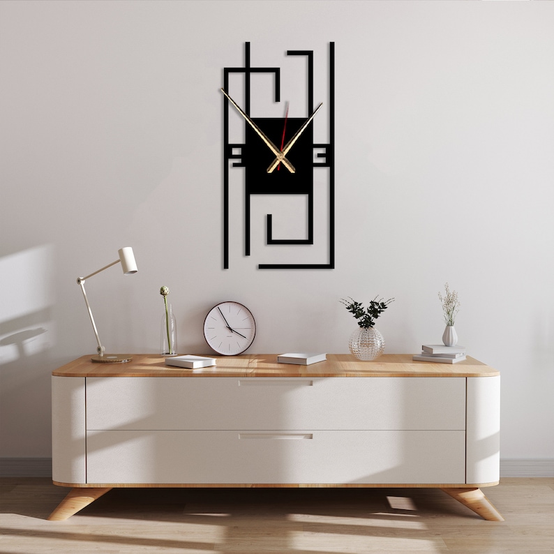 Geometric Metal Wall Clock: Modern Minimalist Art, Silent Clock - Etsy