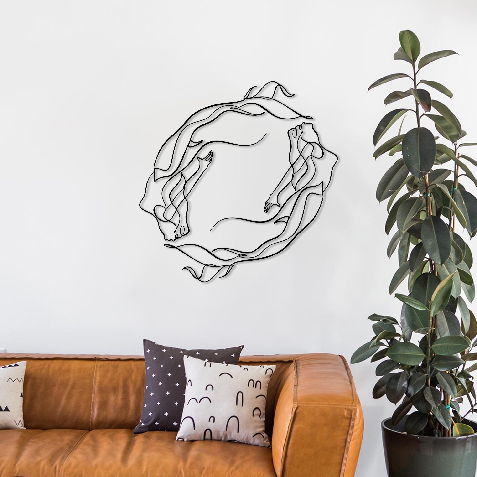 Mermaid Metal Wall Art: Single Line Fantasy Decor - Etsy Israel