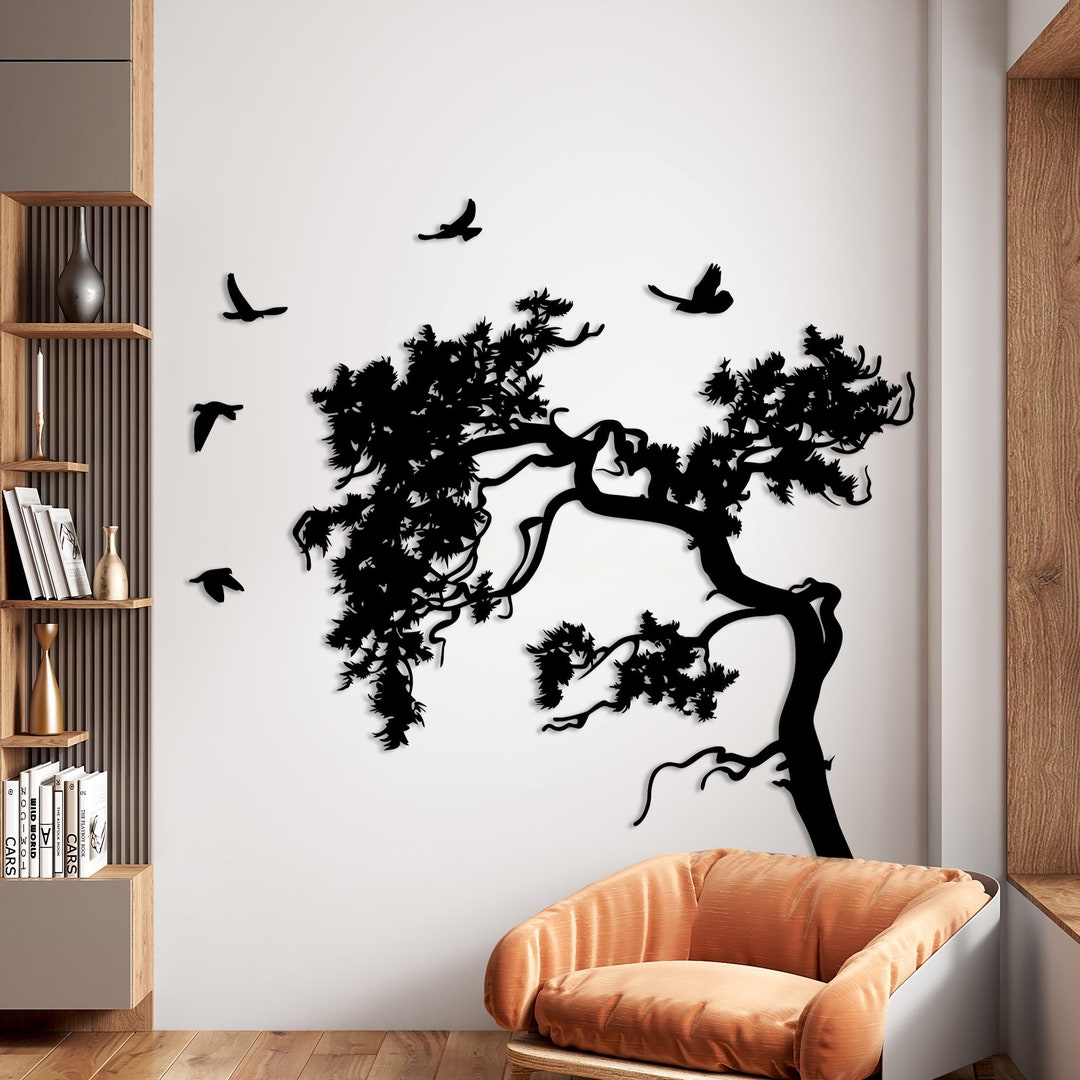 Metal Tree of Life Wall Decor: Oversized Branch & Birds Art - Etsy